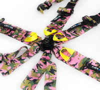 Thumbnail for NRG FIA 6pt 2in. Shoulder Belt for HANS Device/ Rotary Cam Lock Buckle/ 3in. Waist Belt - Pink Camo