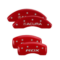 Thumbnail for MGP 4 Caliper Covers Front Acura Rear RDX Red Finish Silver Characters (Req 18in+ Wheel)