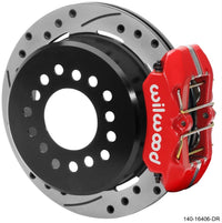 Thumbnail for Wilwood Ford Explorer 8.8in Rear Axle Dynapro Disc Brake Kit 11in Drilled/Slotted Rotor -Red Caliper