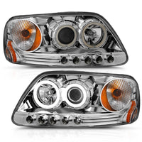 Thumbnail for ANZO 1997.5-2003 Ford F-150 Projector Headlights w/ Halo Chrome 1pc