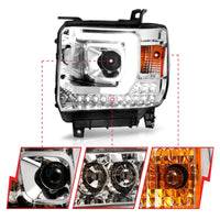 Thumbnail for ANZO 14-15 GMC Sierra 1500/2500HD/3500HD Plank Style Projector Headlight - Chrome Housing