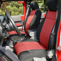 Thumbnail for Rugged Ridge Seat Cover Kit Black/Red 07-10 Jeep Wrangler JK 4dr