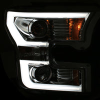 Thumbnail for ANZO 2015-2016 Ford F-150 Projector Headlights w/ Plank Style Design Chrome w/ Amber