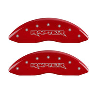 Thumbnail for MGP 4 Caliper Covers Engraved Front & Rear Raptor Red finish silver ch