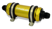 Thumbnail for Fuelab 828 In-Line Fuel Filter Long -12AN In/Out 6 Micron Fiberglass - Gold