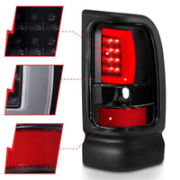 Thumbnail for ANZO 1994-2001 Dodge Ram 1500 LED Taillights Plank Style Black w/Clear Lens
