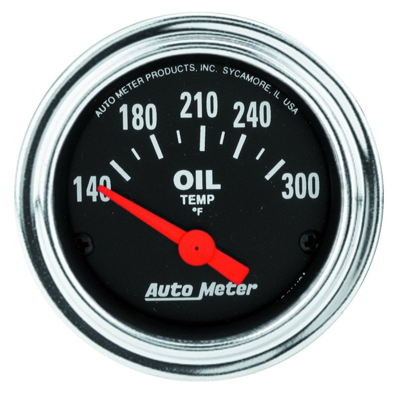 Autometer Traditional Chrome 52mm 140-300 Degree F Short Sweep Electrical Oil Temperature Gauge
