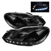 Thumbnail for Spyder Volkswagen Golf/GTI 10-13 Projector Headlights Halogen Model- DRL Blk PRO-YD-VG10-DRL-BK