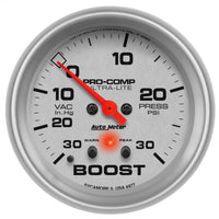 Thumbnail for Autometer Ultra-Lite 66.7mm Full Sweep Elec 30 IN Hg/30 PSI Vacuum/Boost w/ Peak Memory & Warning