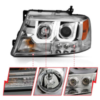Thumbnail for ANZO 2004-2008 Ford F-150 Projector Headlights w/ U-Bar Chrome