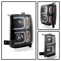 Thumbnail for Spyder Chevy Silverado 1500 14-16 Projector Headlights Light Bar DRL Blk PRO-YD-CS14-LBDRL-BK