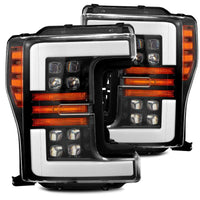Thumbnail for AlphaRex 17-19 Ford F-250 SD NOVA LED Proj Headlights Plank Style Gloss Blk w/Activ Light/Seq Signal