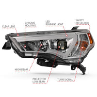 Thumbnail for ANZO 14-18 Toyota 4 Runner Plank Style Projector Headlights Chrome w/ Amber