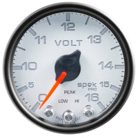 Thumbnail for Autometer Spek-Pro Gauge Voltmeter 2 1/16in 16V Stepper Motor W/Peak & Warn Wht/Blk