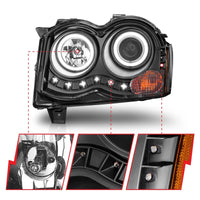 Thumbnail for ANZO 2008-2010 Jeep Grand Cherokee Projector Headlights w/ Halo Black (CCFL)