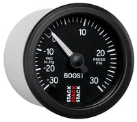 Thumbnail for Autometer 52mm Stack Instruments -30INHG to +30PSI Mechanical Boost Gauge - Black