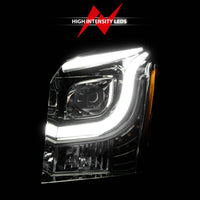 Thumbnail for ANZO 2015-2017 GMC Yukon XL Projector Headlights W Lightbar - Chrome/Amber