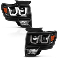 Thumbnail for ANZO 2009-2014 Ford F-150 Projector Headlights w/ U-Bar Black