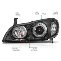 Thumbnail for ANZO 2000-2004 Infiniti I30 Projector Headlights w/ Halo Black