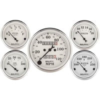Thumbnail for Auto Meter Speedometer 3-1/8in and 2-1/16in Mechanical 5-Piece Old Tyme White Gauge Kit
