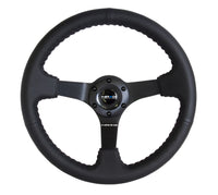 Thumbnail for NRG Reinforced Steering Wheel (350mm / 3in. Deep) Bk Leather w/Bk BBall Stitch (Odi Bakchis Edition)
