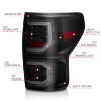 Thumbnail for ANZO 2007-2013 Toyota Tundra LED Taillights Plank Style Black w/Smoke Lens
