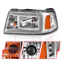 Thumbnail for ANZO 2001-2011 Ford Ranger Crystal Headlights w/ Light Bar Chrome Housing