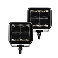 Thumbnail for Go Rhino Xplor Blackout Series Cube LED Spot Light Kit (Surface/Threaded Stud Mnt) 2x2 - Blk (Pair)