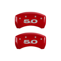 Thumbnail for MGP 4 Caliper Covers Engraved Front Mustang Engraved Rear 50 Red finish silver ch
