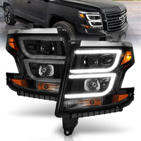Thumbnail for ANZO 2015-2020 Chevy Tahoe Projector Headlights Plank Style Black w/DRL