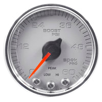Thumbnail for Autometer Spek-Pro Gauge Boost 2 1/16in 60psi Stepper Motor W/Peak & Warn Slvr/Chrm