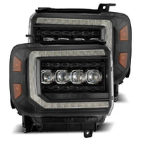 Thumbnail for AlphaRex 14-18 GMC Sierra NOVA LED Proj Headlights Plank Style Black w/Activ Light/Seq Signal/DRL