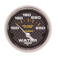 Thumbnail for Autometer Marine Carbon Fiber Ultra-Lite 2-1/16in 100-250 Degrees Electric Water Temperature Gauge