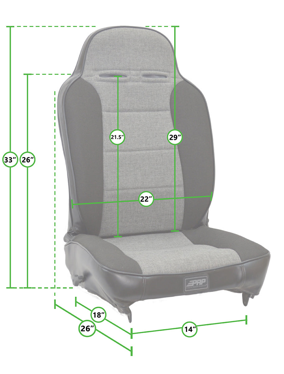 PRP Enduro High Back Reclining/Extra Wide Suspension Seat (Passenger Side)
