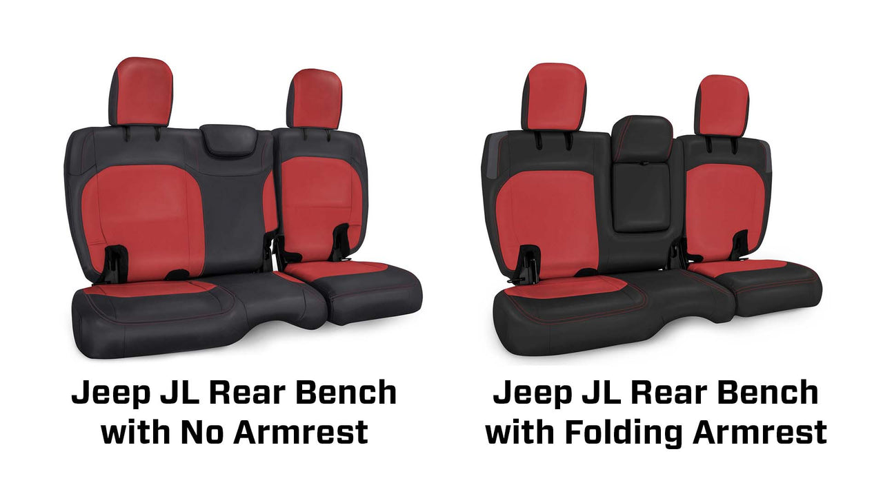 PRP 2018+ Jeep Wrangler JLU/4 Door Rear Bench Cover w/ Cloth Interior - Black w/ Red Stitching