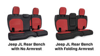 Thumbnail for PRP 2018+ Jeep Wrangler JLU/4 Door Rear Bench Cover w/ Cloth Interior - Black w/ Red Stitching