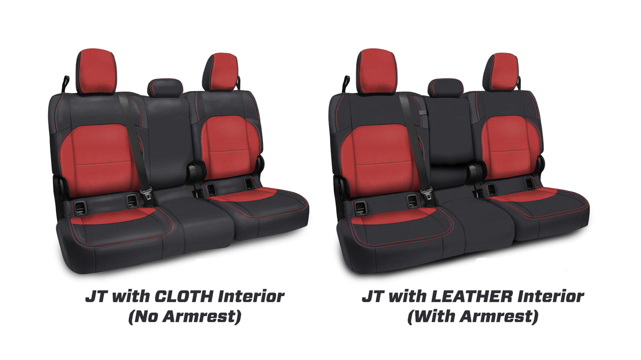 PRP 2020+ Jeep Gladiator JT Rear Bench Cover with Leather Interior - Black with Red Stitching