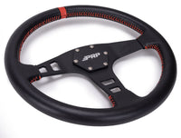 Thumbnail for PRP Flat Leather Steering Wheel- Red