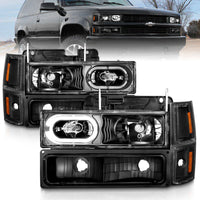 Thumbnail for ANZO 88-98 Chevrolet C1500 Crystal Headlights Black Housing w/ Signal and Side Marker Lights