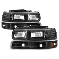 Thumbnail for Xtune Chevy TahOE 00-06 Amber Crystal Headlights w/ Bumper Lights Black HD-JH-CSIL99-SET-AM-BK