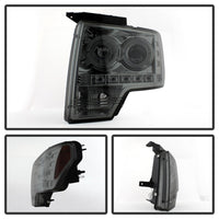 Thumbnail for Spyder Ford F150 09-14 Projector Headlights Halogen Model- LED Halo LED Smke PRO-YD-FF15009-HL-SM