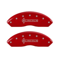 Thumbnail for MGP 4 Caliper Covers Engraved Front Lincoln Engraved Rear MKZ Red finish silver ch