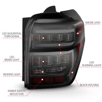 Thumbnail for ANZO 2014-2020 Toyota 4Runner T.L Black Housing Smoke Lens Red Light Bar W/Sequential