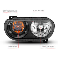 Thumbnail for ANZO 2008-2014 Dodge Challenger Crystal Headlights Black