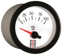 Thumbnail for Autometer Stack 52mm 0-100 PSI 1/8in NPTF Electric Oil Pressure Gauge - White
