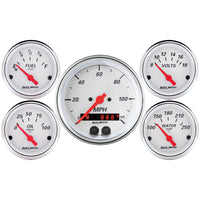 Thumbnail for Autometer Arctic White 3-3/8in Electric Speedometer with 2-1/16in Volt/Water/Oil/Fuel