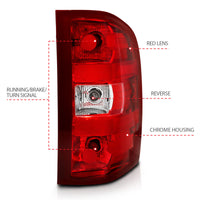 Thumbnail for ANZO 2007-2013 Chevy Silverado Taillight Red/Clear Lens (OE Replacement)