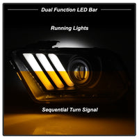 Thumbnail for Spyder 13-14 Ford Mustang (HID Only) Projector Headlights w/Turn Signals - Blk PRO-YD-FM13HID-BK