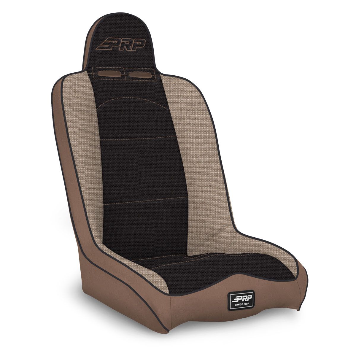 PRP Daily Driver High Back Suspension Seat (Two Neck Slots) - Tan / Black