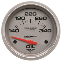 Thumbnail for Autometer Marine Silver Ultra Lite Electric Oil Temperature Gauge 2-5/8in 140-300 Deg F